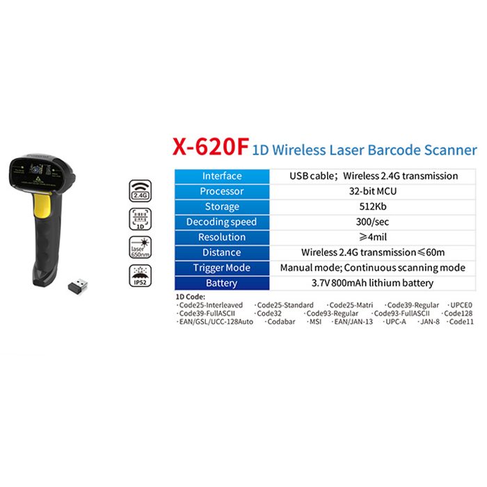 Leitor de código de barras com fio a laser X-530 1D
