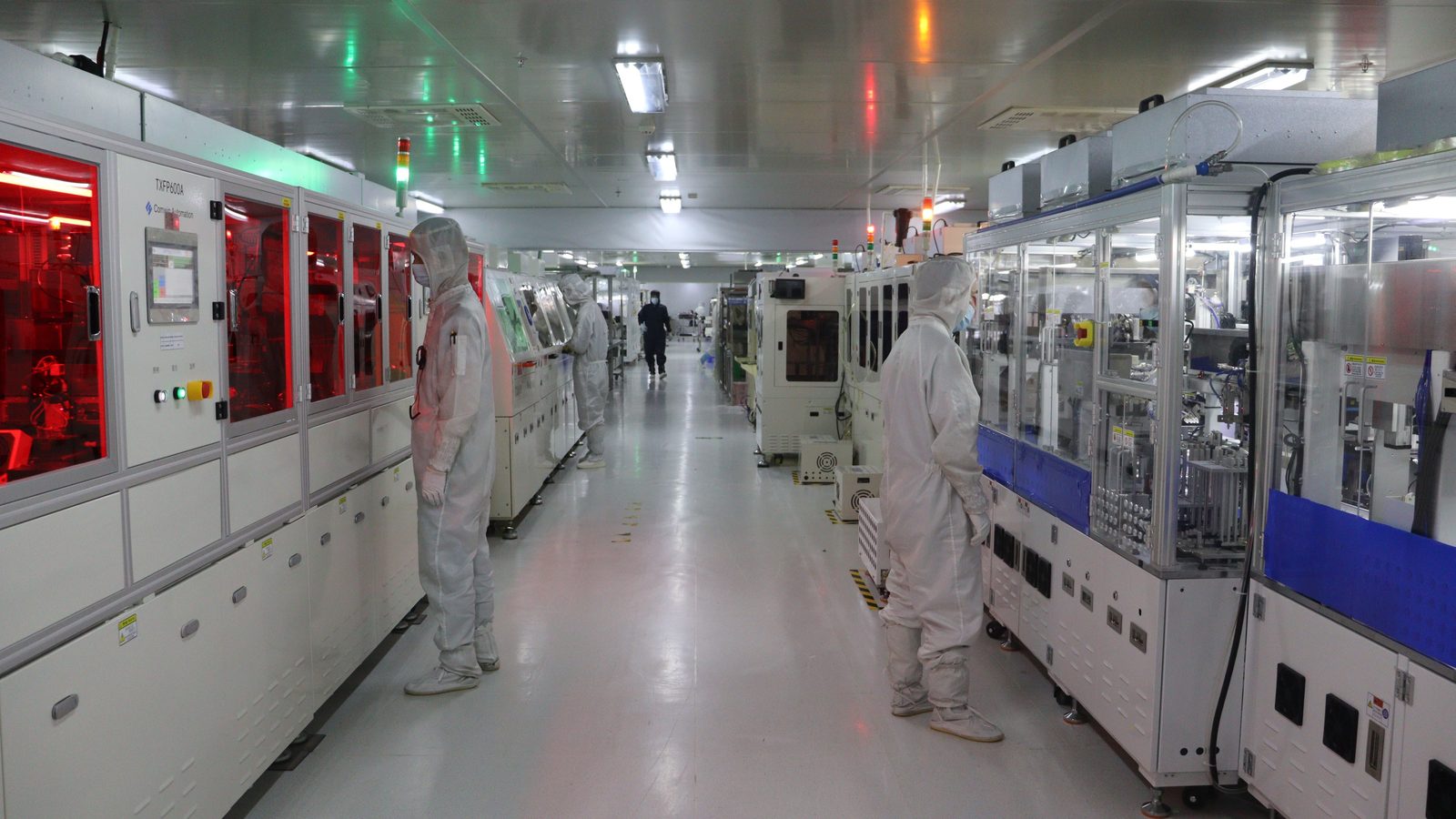 Linha de produção de módulos de display de papel eletrônico em sala limpa